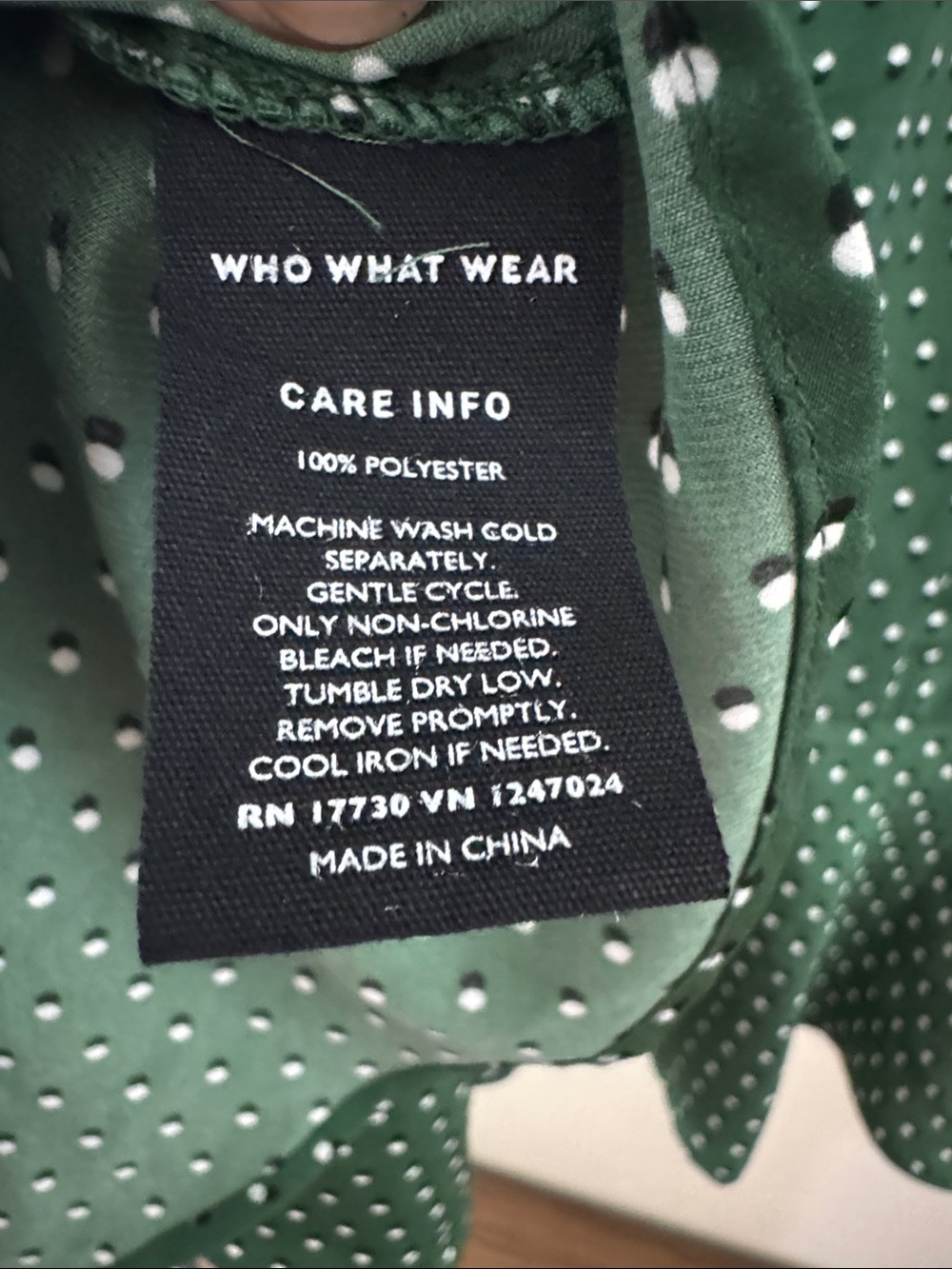 Who What Wear Green Polka Dot Peplum Blouse - Picture 5 of 5